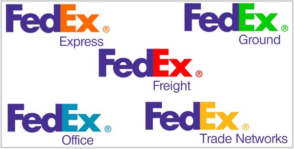 FedEx uses different colors to differentiate between departments.