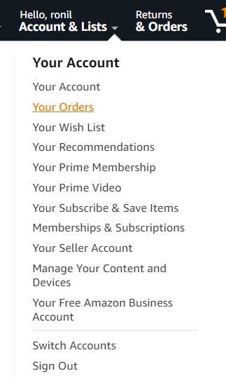 Amazon your orders