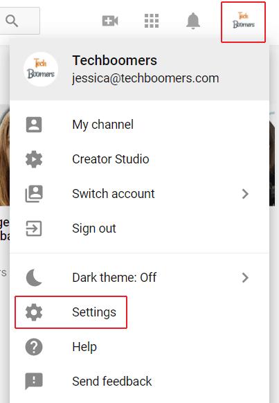 Accessing your YouTube account settings