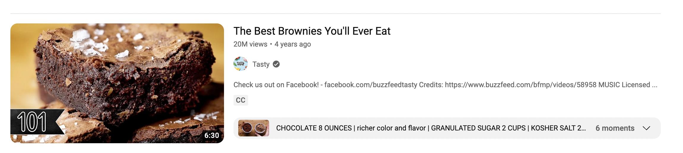 Tasty YouTube thumbnail with a salted brownie