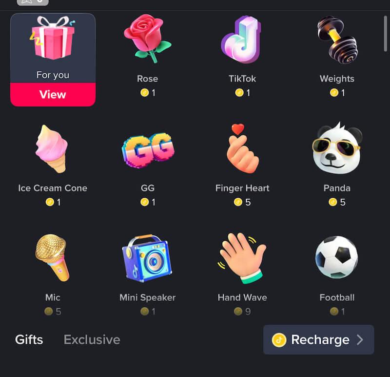 TikTok live gift icons