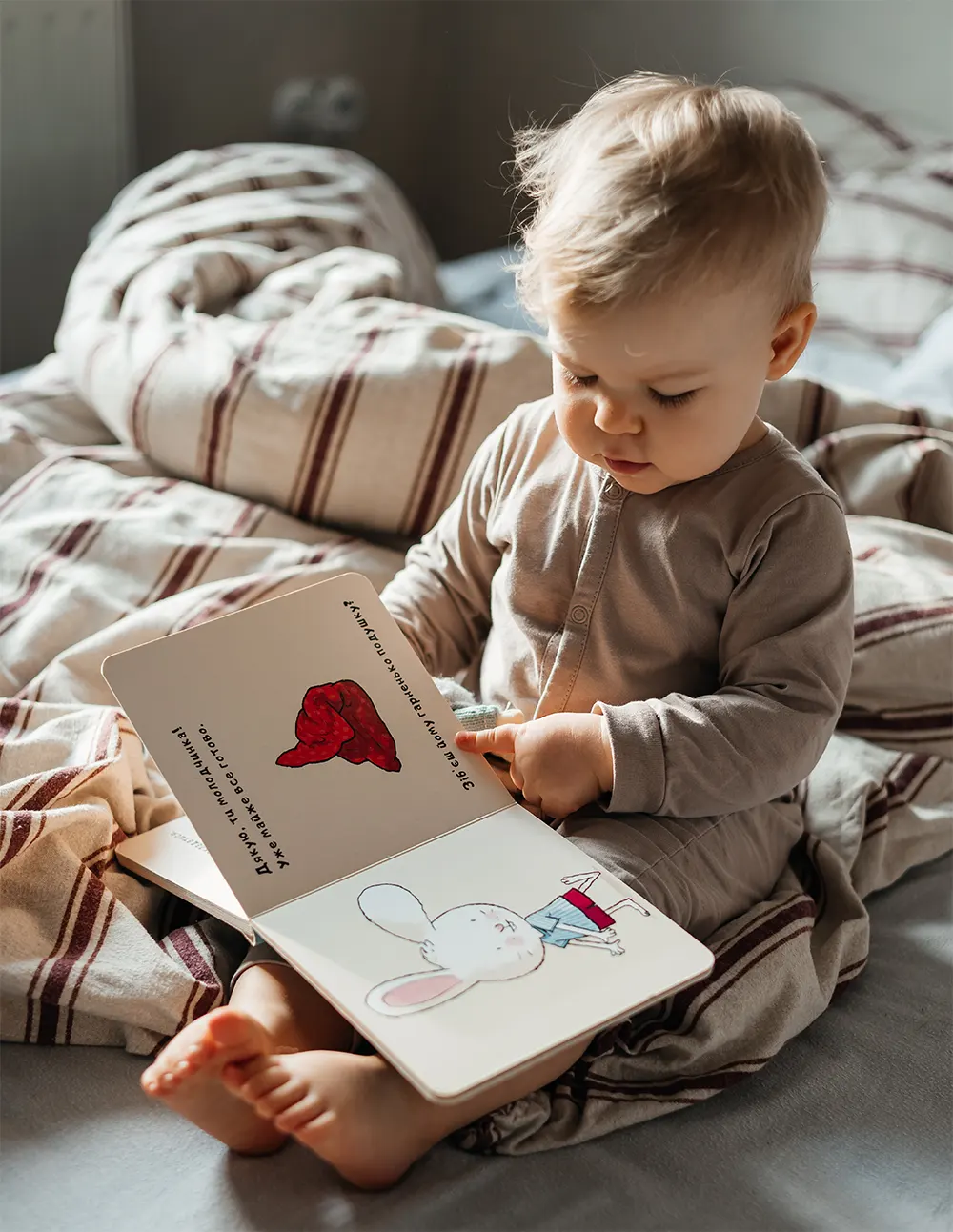 Baby reading a custom board book