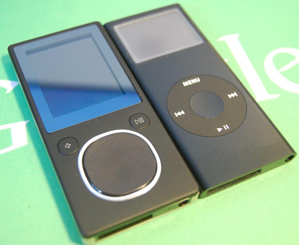 Upclose of two zune mp3 players