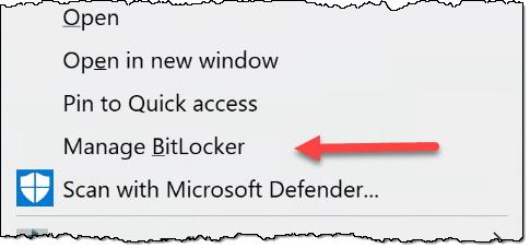 Manage BitLocker, highlighting Backup your recovery key.