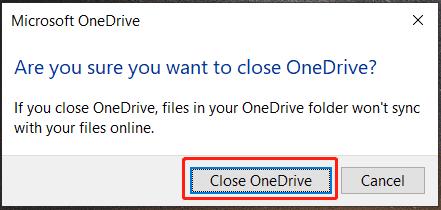 close OneDrive in Windows 10