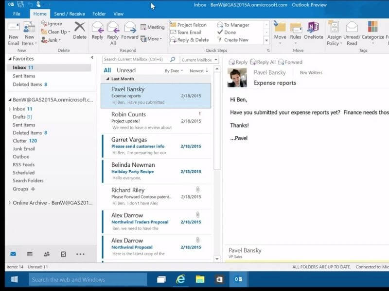 Outlook in Windows 10
