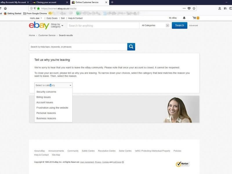 close eBay account