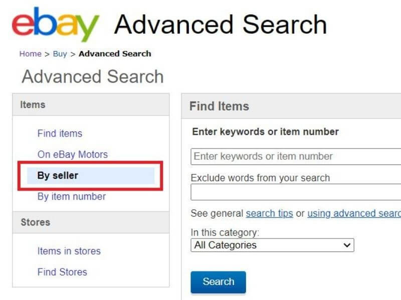 search eBay by seller