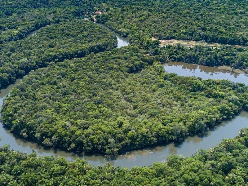 The Amazon river flow through