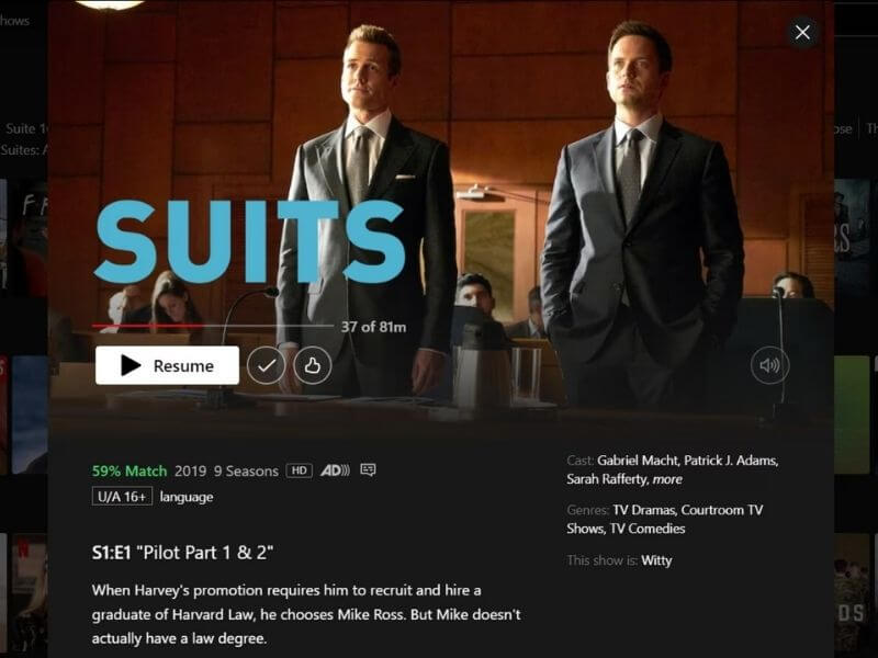Suits not free on Amazon Prime